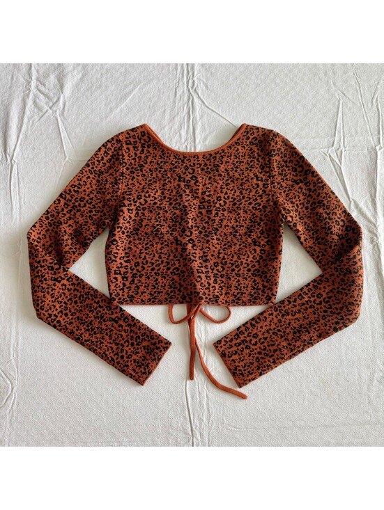 Urban Outfitters Tops - Urban Outfitters Brown Leopard Print Long Sleeve Crop Top SP